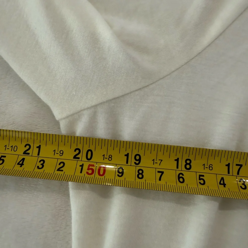Ann Taylor Womens Large Ivory LS Ruffle Neckline Top Blouse Rayon Cotton L E56 - Picture 3 of 5